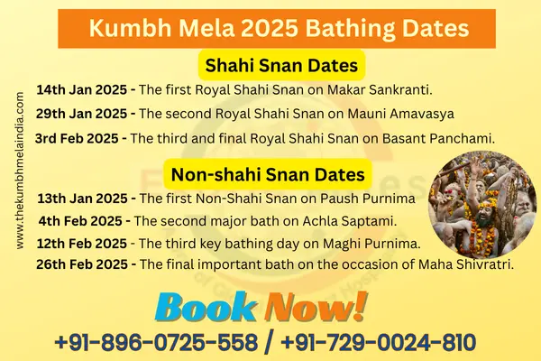 Kumbh Mela 2025 Bathing Dates / Shahi Snan Dates In Prayagraj | Exotic ...